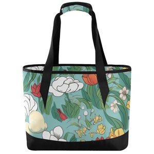 Wholesale Custom Hawaiian Flowers Thermal Lunch Box Puakenikeni Lei Oxford Material Cooler Lunch Bag Shoulder - Product Image 1