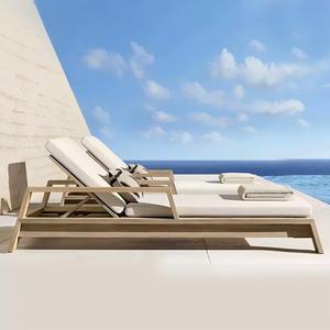 Modern Villa Outdoor Lounger Chair Hotel Outdoor Comfortable Teak Sun Lounger Resort Swimming Pool Lounger Chair Beach Furniture - Product Image 1