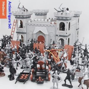 Ensemble de 60 figurines de soldats médiévaux statiques transfrontaliers, modèle ancien, en plastique, <span class=keywords><strong>jouet</strong></span> de guerre militaire - Product Image 2