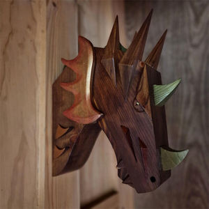 Cabeza de Dragón de Madera Hecha a Mano con Compartimento Secreto, Estante de Pared para <span class=keywords><strong>Escape</strong></span> <span class=keywords><strong>Room</strong></span>, Caja de Tesoro Oculta con Ranura Secreta - Product Image 6