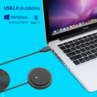 Réduction du bruit AI Prise de son longue portée de 3 mètres Réunion multi-personnes Chat audio USB Plug-and-Play Microphone omnidirectionnel