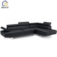 Fabrik direkt heißer Verkauf getuftete Schnitts ofa Couch mit Chaiselongue Schwarzes Leder Ecksofa