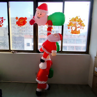 Nouvelle Décoration de Noël Gonflable Transfrontalière de 24 mètres, Motif Trois Pères Noël Grimpant sur Mur, en Polyester, pour Affichages Extérieurs de Jardin, Personnalisable