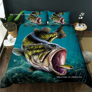 3D Bedding Fishing Duvet Cover Suitable for Children and Teenagers Men's Big Fish Hunting Pattern Home Wholesale