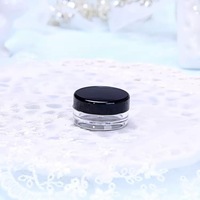 Pot de crème à fond rond en plastique transparent 2G 3G 5G avec couvercles colorés/noirs pour l'emballage d'échantillon de soins cosmétiques pour la peau