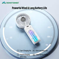Ventilador Plegable Portátil con Logotipo Personalizado, MOQ: 50 Unidades, 100 Velocidades, Recargable, Pequeño, con Pantalla Digital