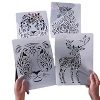 メーカー新デザインカスタムクリエイティブ動物ペットレーザー切断描画プラスチックステンシルppテンプレート絵画子供のための