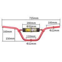 Guidon de moto en aluminium durable de 22 mm (7/8 po) avec coussinet de barre transversale pour la modification/amélioration de scooter pour un style amélioré