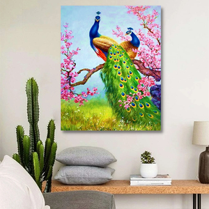 RTS Peacock Mosaic 5D Diamond Painting Couple Animal Diamond Painting Kit pour Wall Art - Product Image 1