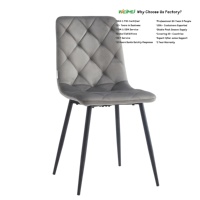 Chaise de salle à manger en velours avec capitonnage diamanté, chaise d'appoint moderne minimaliste rembourrée avec pieds en métal
