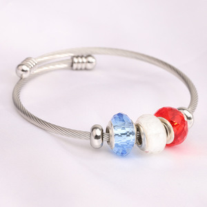 European Style Stainless Steel Bracelet With <b>Crystal</b> <b>Beads</b> For Women Gift Jewelry - Product Image 4