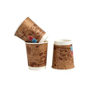 Vaso de Papel Kraft Desechable de Doble Pared, Biodegradable y Ecológico, de Buena Calidad, para Jugo, Agua, Café, Diseño Personalizado, Grado Alimenticio - Product Image 4