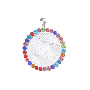 25Mm Bán Buôn Bezel Mặt Dây Chuyền Khay Và Cabochon Vòng Pha Lê Rhinestone Trống Ảnh Màu Pendant Trống Khay Bezel Thiết Lập - Product Image 2