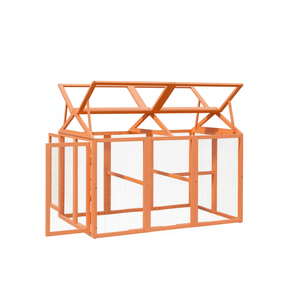 Solid Wood <b>Pine</b> Pet Cage 55.5x37x40.9 Inches Durable Indoor Medium Size Brown Painted Simple Style Rectangular - Product Image 1