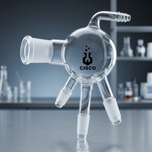 Adaptateur de récepteur de distillation à 3 voies en verre borosilicaté transparent, tête fractionneuse de laboratoire, raccords 14/23 19/26 CISCO CISCO-4690 - Product Image 2