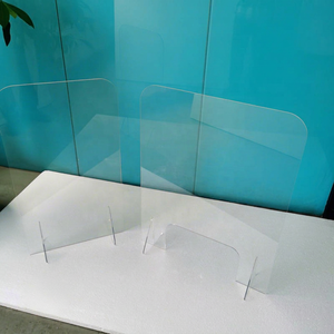 Panneau de séparation en acrylique avec supports de base, protection transparente anti-éclaboussures pour bureaux et comptoirs de service - Product Image 1