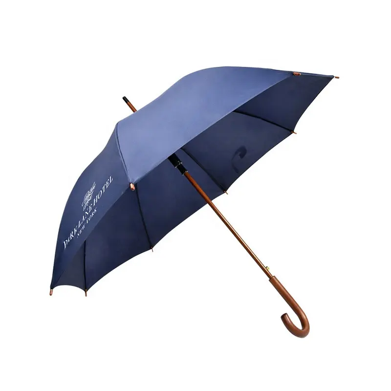 Double Side Automatic 8k Eco Friendly Straight Stick Wood Handle Umbrella Straight Umbrella
