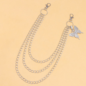 โซ่คาดเอว โซ่โลหะหลายชั้นพร้อมจี้ผีเสื้อสำหรับกางเกงฮิปฮอปแฟชั่นเครื่องประดับสวมใส่ทุกวันโลหะผสมสังกะสี - Product Image 2
