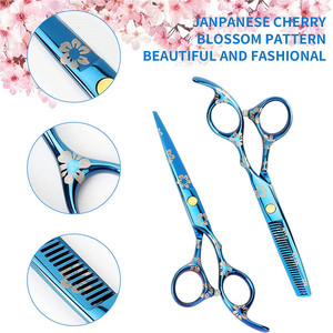 Ensemble de ciseaux à cheveux YH 6,7 pouces en acier inoxydable chromé vanadium électroplaqué bleu, outils de beauté durables pour le coiffage - Product Image 5