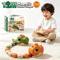 Jeu de serpent gourmand télécommandé magnétique 2,4 GHz pour enfants avec lumière et son, jouet dinosaure RC, jeux STEM amusants pour la famille, cadeau idéal