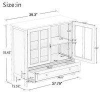 Armoire de rangement multifonctionnelle moderne, buffet avec 2 portes en verre et tiroir pour salle à manger, salon
