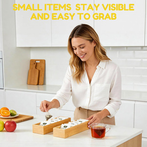 Bamboo Drawer Organizer 5 Pcs Modular <b>Storage</b> <b>Box</b> For <b>Kitchen</b> Utensils Tableware Space Saving Rectangular Desktop <b>Storage</b> - Product Image 3