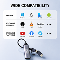 Carte de capture vidéo HDMI 4K USB 3.0, entrée 4K 30Hz, sortie 1080P 60Hz, pour streaming, enregistrement et OBS