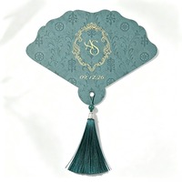 Éventails en papier personnalisés avec monogramme, dorure à chaud, festonnés, pour mariage, avec pompon, pour invitation de programme personnalisée, cartes d'invitation, cadeaux pour invités