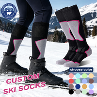 Chaussettes de ski d'hiver en laine mérinos avec rembourrage élastique pour les jambes, chaussettes de sport de montagne, vente en gros, étiquette en relief, chaussettes de sport personnalisées