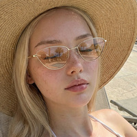 Lunettes de soleil rétro à petite monture en métal pour femmes, style européen et américain, œil-de-chat, haut de gamme, couleurs bonbon, polarisées UV380