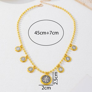 Collier Saint Benoît fait main en acier inoxydable étanche et inaltérable, perles et médailles religieuses en fausses perles pour femmes catholiques - Product Image 2