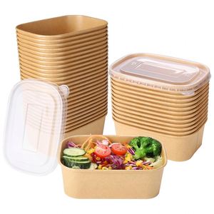 Tazón de Ensalada Rectangular Desechable Ecológico para Llevar, de Papel Kraft - Product Image 1