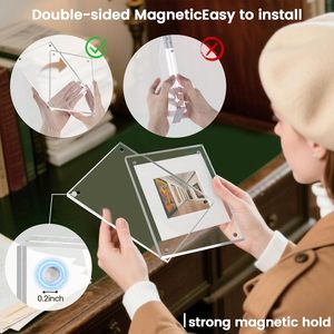 Marco de Fotos Magnético de Acrílico Transparente Personalizado, Doble Cara, Imán Fuerte, 5x7 4x6, Resistente a los Rayos UV, <span class=keywords><strong>para</strong></span> Escritorio - Product Image 3