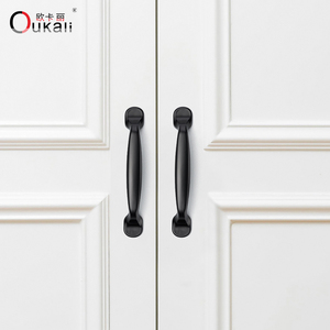 Oukali Wholesale <strong>Modern</strong> Simple Furniture Cabinet Handle Kitchen <strong>Drawer</strong> Matt <strong>Black</strong> Zinc Alloy Cupboard <strong>Knobs</strong> Pull Handles - Product Image 5