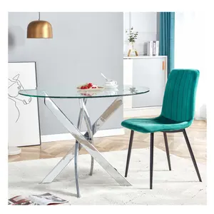 modern living room round tempered glass table top