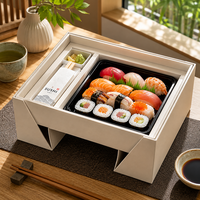 Boîte d'emballage pour sushi biodégradable, personnalisée, gaufrée, de qualité alimentaire, jetable, pour emporter
