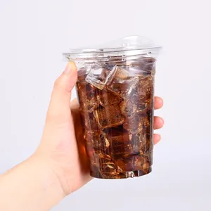 Оптовая продажа, пластиковая чашка для сока, прозрачная одноразовая пластиковая чашка для чая с пузырьками