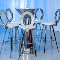 Table de bar ronde moderne en acier inoxydable brillant, écologique, pour hôtels, banquets, mariages, salons