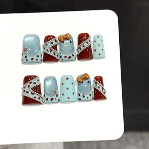 Nuevo Producto Lanzado, Composición Musical Rosa-Negro, Color Contrastante, Notas de Puntos de Polka, Uñas Hechas a Mano con Diseño de Pico de Pato Dulce y Moderno - Product Image 4