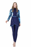 Maillot de bain musulman pour femme, tenue de bain modeste, manches longues, couvrant entièrement le corps, avec haut à motif floral et pantalon de bain