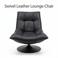 Fauteuil lounge pivotant moderne en cuir, fauteuil d'appoint design capitonné à grille avec base ronde en métal pour salon et hôtel