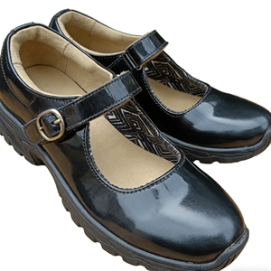 En stock – Escarpins Mary Jane noirs en cuir verni, confortables, à bout carré, talon épais moyen, légers, pour le bureau et toutes occasions - Product Image 5