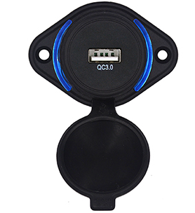 USB-A simple QC3.0 bleu/rouge/vert/blanc LED