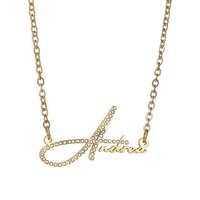Offre Spéciale bricolage nom lettre pendentif collier or diamant plaqué acier inoxydable transfrontalier à la mode lien chaîne pour cadeau