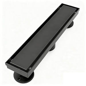 ניקוז ליניארי למקלחת בגודל 12 אינץ' בצבע שחור מט, פאנל 2 ב-1 עם מסנן שיער - Product Image 1