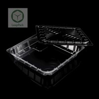 Boîte à dessert en plastique transparent recyclable pour aliments, gelée, hamburgers, conserves, avec impression en relief