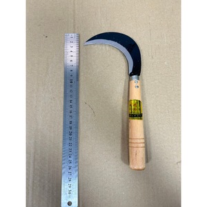 Falce in acciaio al carbonio con lama affilata per tagliare cipollotti, falciare erba e foglie di tè, attrezzo agricolo in legno per giardinaggio - Product Image 3