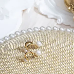 Женские позолоченные серьги с жемчугом, свадебные серьги с пресноводным жемчугом, подарочные украшения, оптовая продажа