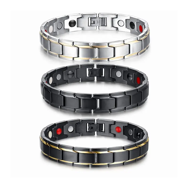 custom logo size health care titanium stainless steel bracelet fashion jewelry chain tennis bracelets bangles for women men