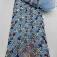 Nouveau tissu en dentelle à sequins de style européen, américain et moyen-oriental, 100 % polyester, populaire, avec broderie laser grande et petite pour chaussures